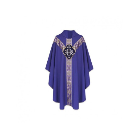Chasuble semi-gothique IHS - couleurs liturgiques (13)