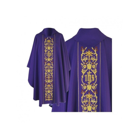 Chasuble gothique IHS - couleurs liturgiques (18)