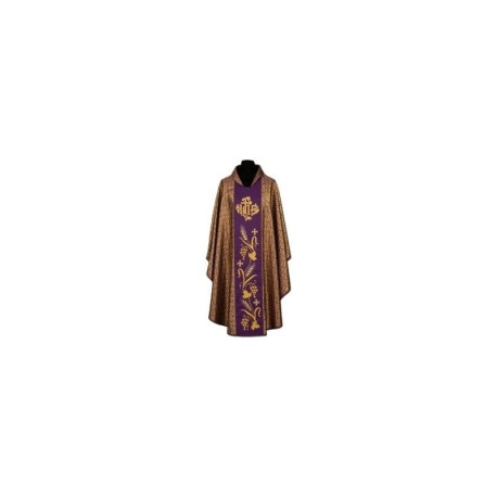 Chasuble richement brodée de pourpre et d'or IHS (04A)