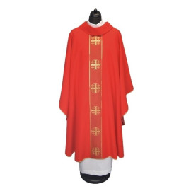 Chasuble avec croix de Jérusalem - rouge