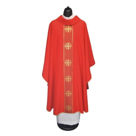 Chasuble avec croix de Jérusalem - rouge