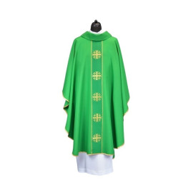 Chasuble avec croix de Jérusalem - verte