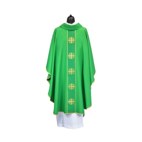 Chasuble avec croix de Jérusalem - verte