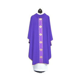 Chasuble avec ceinture décorative avec croix - violet