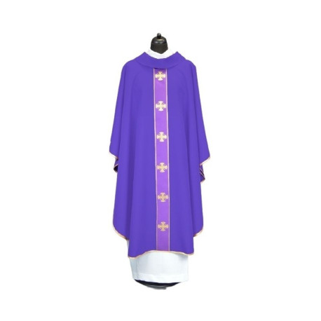 Chasuble avec ceinture décorative avec croix - violet