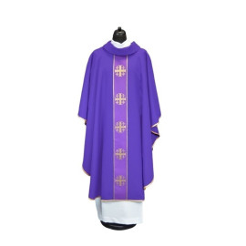 Chasuble avec croix de Jérusalem - violet