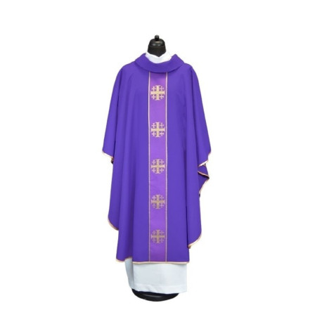 Chasuble avec croix de Jérusalem - violet