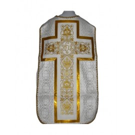 Chasuble romaine blanche, rosette IHS (58)