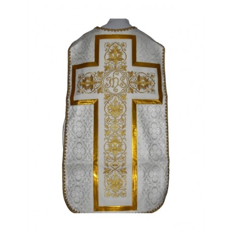 Chasuble romaine blanche, rosette IHS (58)