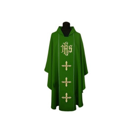 Chasuble brodée IHS + Croix - couleurs liturgiques