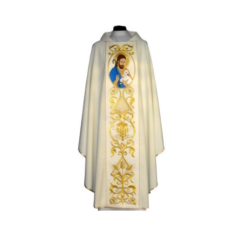 Chasuble du Bon Pasteur - couleur crème unie (3)