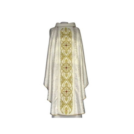 Chasuble avec rosette couleur blanche - ceinture en velours (6)