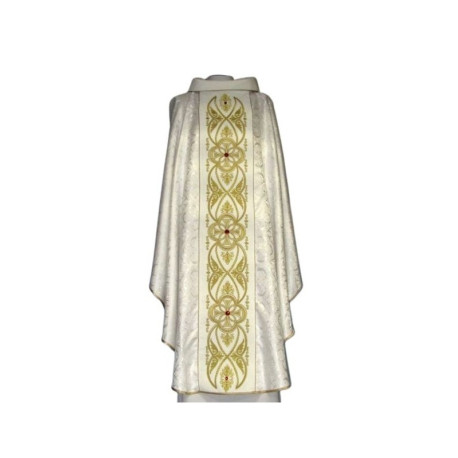 Chasuble avec rosette couleur blanche - ceinture en velours (6)