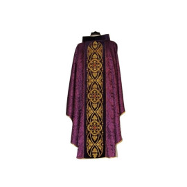 Chasuble avec rosette couleur violet - ceinture en velours (10)