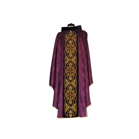 Chasuble avec rosette couleur violet - ceinture en velours (10)