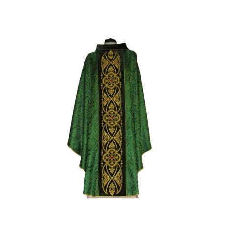 Chasuble avec rosette couleur verte - ceinture en velours (11)