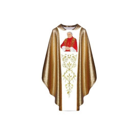 Chasuble à l'effigie de Jean-Paul II - tissu doré (B)