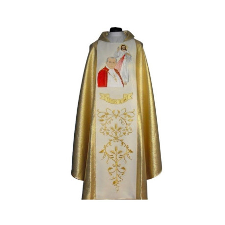 Chasuble avec l'image de Jean-Paul II et Jésus le Miséricordieux - ceinture large