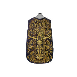 Chasuble romaine motif eucharistique brodé violet, velours (76)