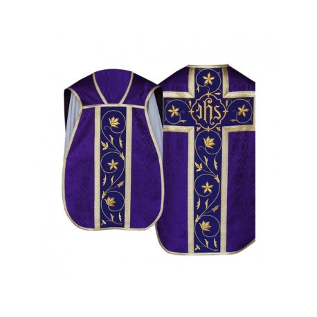 Chasuble romaine IHS - couleurs liturgiques, jacquard (34)