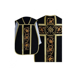 Chasuble romaine IHS - couleurs liturgiques, jacquard (35)