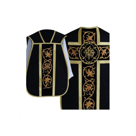 Chasuble romaine IHS - couleurs liturgiques, jacquard (35)