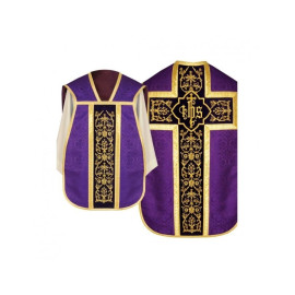 Chasuble romaine IHS - couleurs liturgiques, jacquard (37)