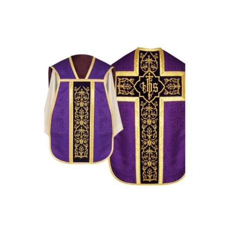 Chasuble romaine IHS - couleurs liturgiques, jacquard (37)