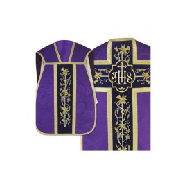 Chasuble romaine IHS - couleurs liturgiques, jacquard (38)