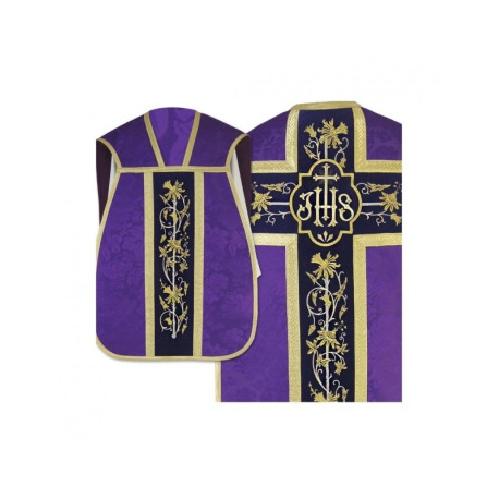 Chasuble romaine IHS - couleurs liturgiques, jacquard (38)