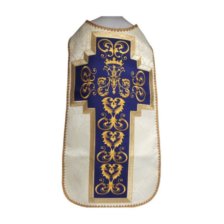 Chasuble romaine brodée d'un motif marial