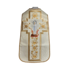 Chasuble romaine brodée de l'image de la MB de Lourdes