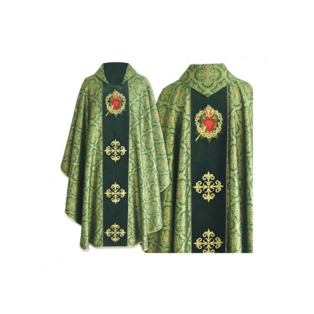Chasuble gothique, cœur brodé, ceinture en velours