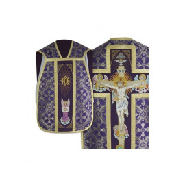 Chasuble romaine avec manipulateur, bourse et voile pour calice (4)