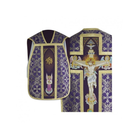 Chasuble romaine avec manipulateur, bourse et voile pour calice (4)