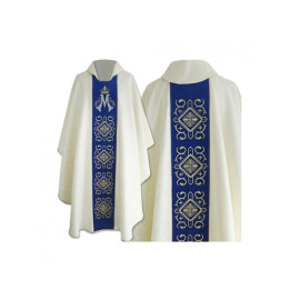 Chasuble gothique brodée, ceinture en velours, modèle de chasuble mariale (05)