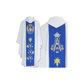 Chasuble mariale Notre-Dame avec l'enfant sur le trône