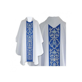 Chasuble mariale gothique, jacquard blanc