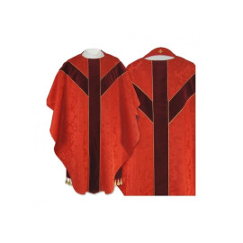 Chasuble semi-gothique - jacquard rouge (55)