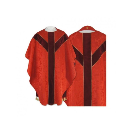 Chasuble semi-gothique - jacquard rouge (55)