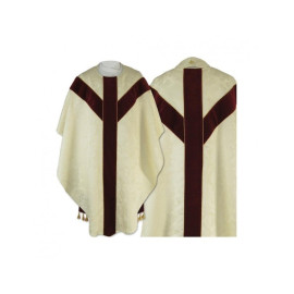 Chasuble semi-gothique - jacquard écru (56)