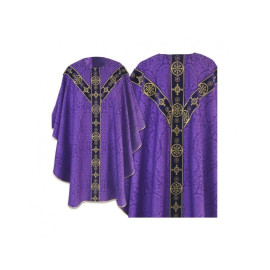 Chasuble violette semi gothique - tissu jacquard (59)