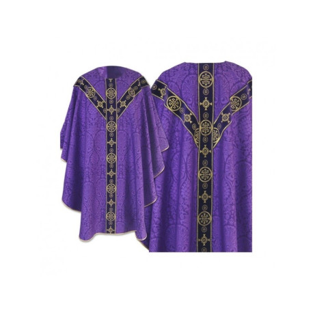 Chasuble violette semi gothique - tissu jacquard (59)