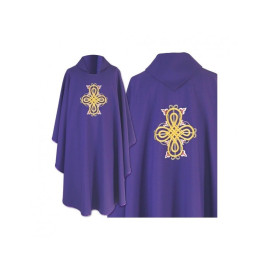 Chasuble gothique brodée violet - tissu uni (38)