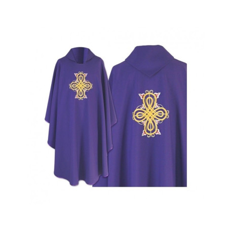 Chasuble gothique brodée violet - tissu uni (38)