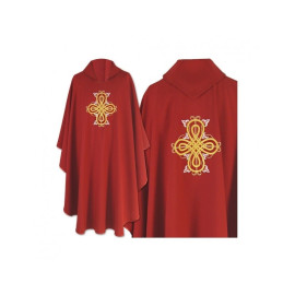 Chasuble gothique rouge brodée - tissu uni (39)