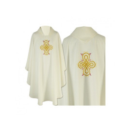 Chasuble gothique écrue brodée - tissu uni (40)
