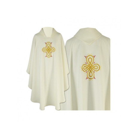 Chasuble gothique écrue brodée - tissu uni (40)