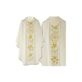 Chasuble gothique écrue brodée - tissu uni (46)