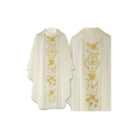 Chasuble gothique écrue brodée - tissu uni (46)